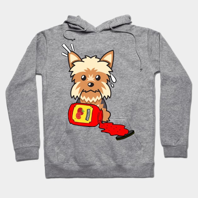 Naughty Yorkshire Terrier Spilled Ketchup Hoodie by Pet Station